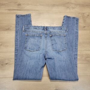 J Crew Jeans Womens 29 Blue Low Rise Straight Preppy Stretch Denim Distressed